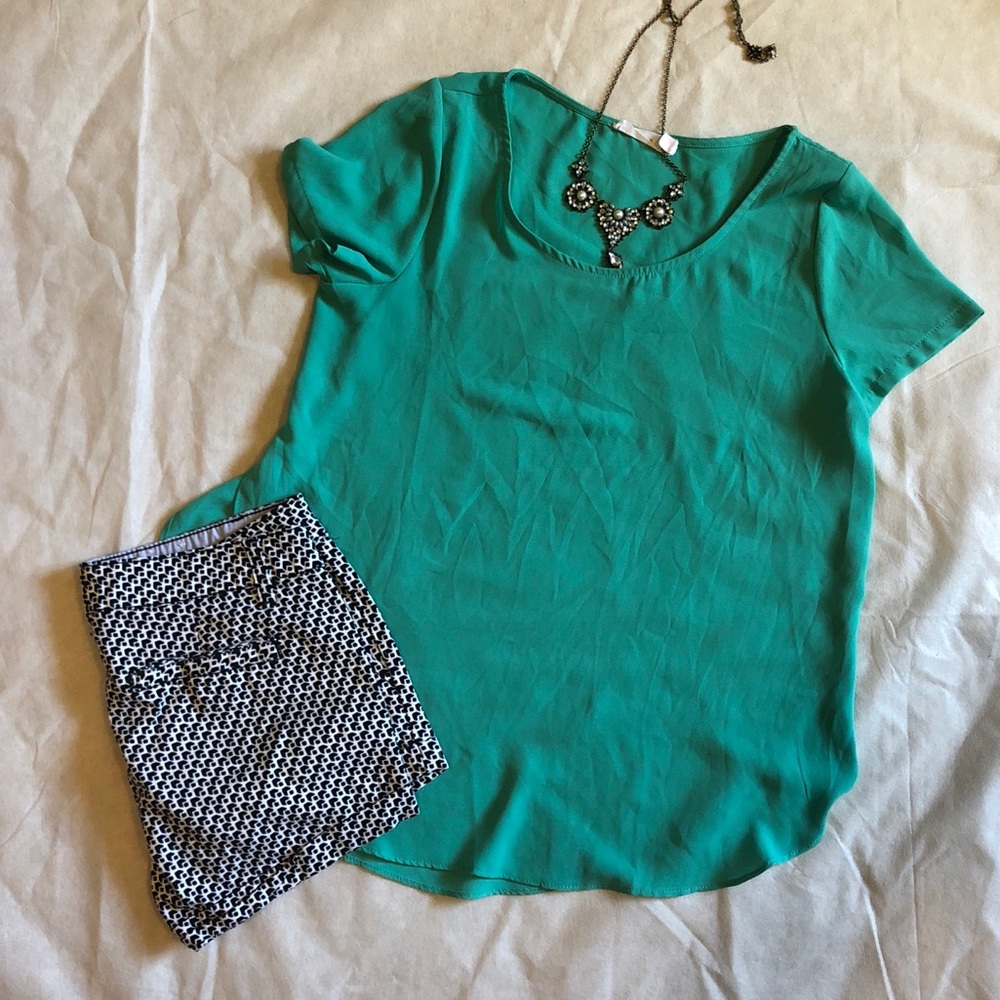 3/$10 Lush turquoise flowy shirt/blouse